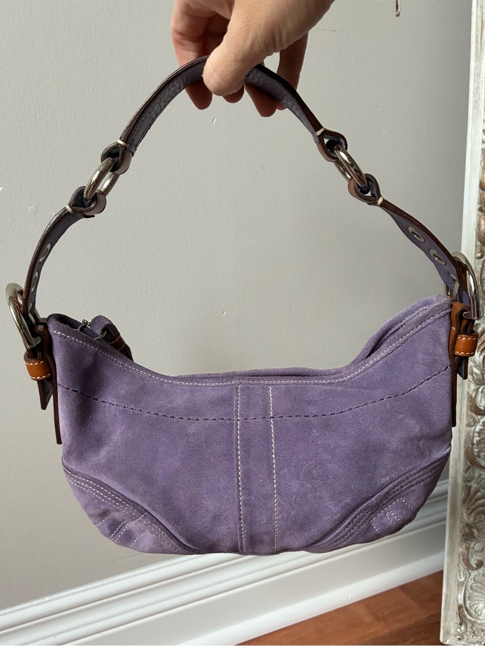 Coach Vintage Y2K Suede Leather Shoulder Bag, Purple, 8A14 - Picture 7 of 15